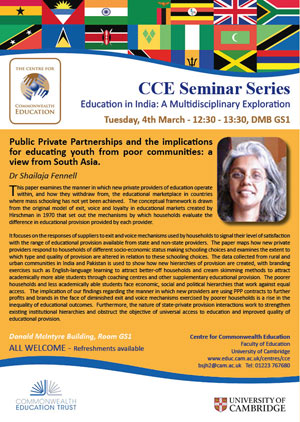 Image of Dr Shalaja Fennell seminar flyer