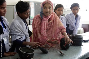 Girls in science class Bangladesh