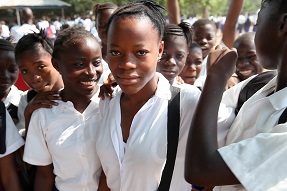 Girls in school yard Sierra Leone