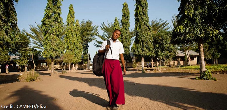 School girl with backpack