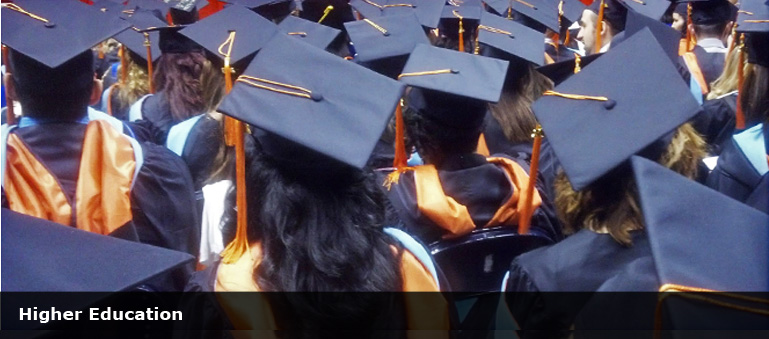 graduation hats and students