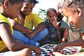 Children playing a board game South Africa