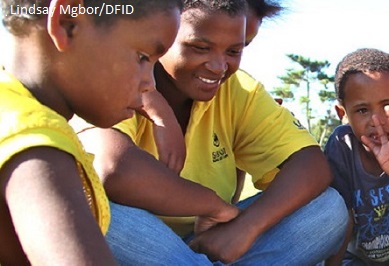 Children playing a board game South Africa