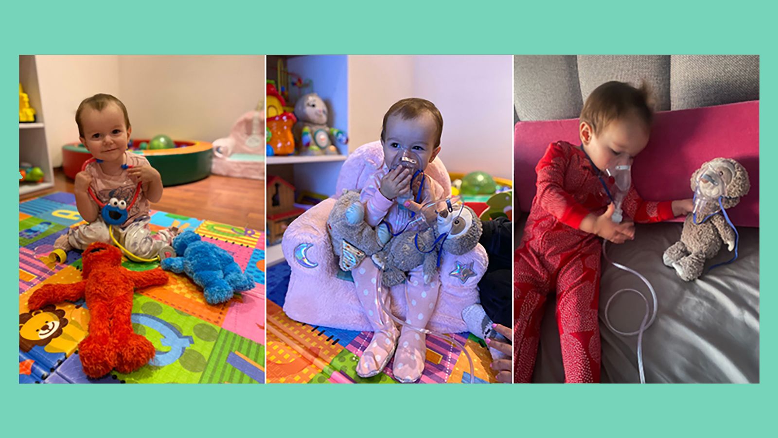 Baby with toys in hospital