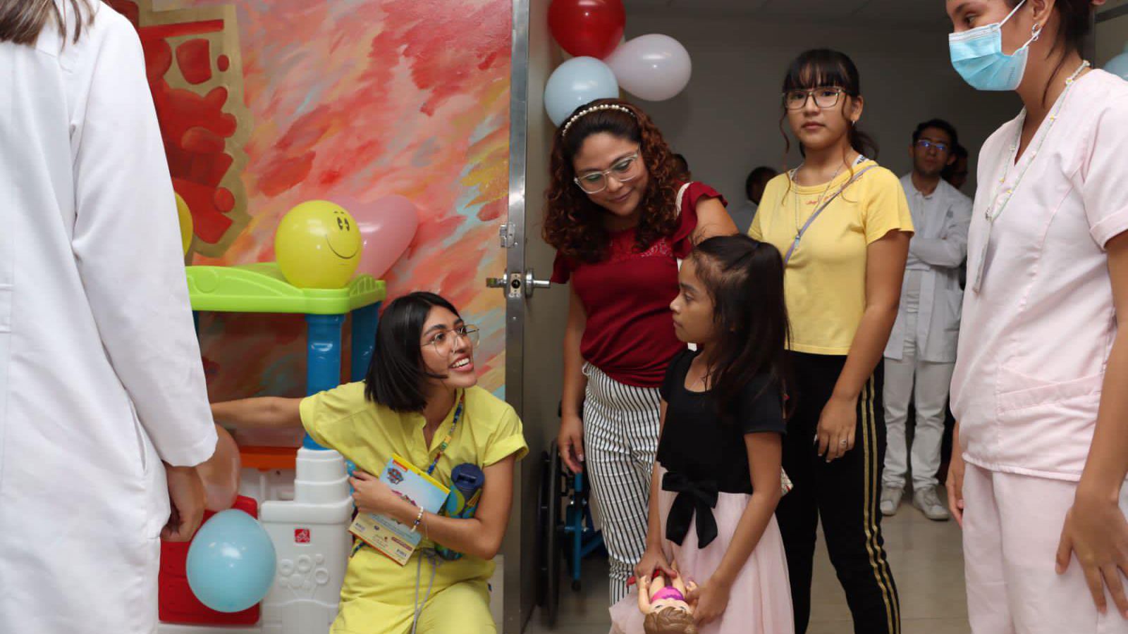 Child visiting hospital playroom