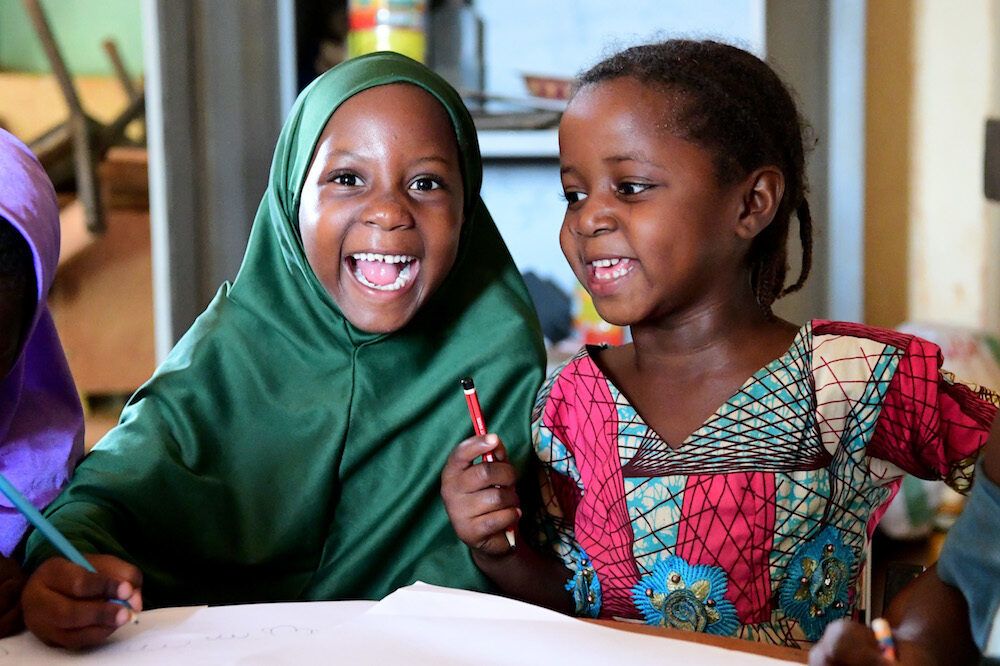 Children attending class in the Koubia Kindergarten, in Niamey, the capital of Niger
