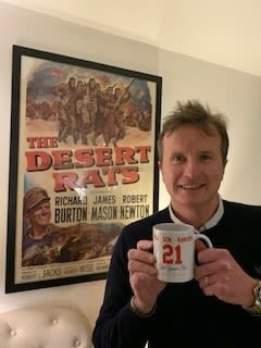 Major General Paul Nanson, former CO of the Royal Military Academy, Sandhurst, with his Lads' Advice mug.