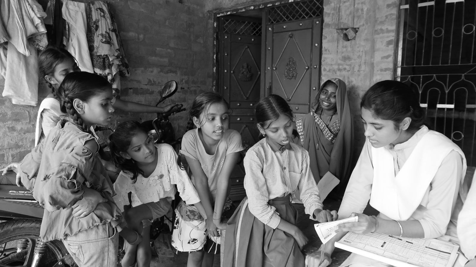 Teacher and students