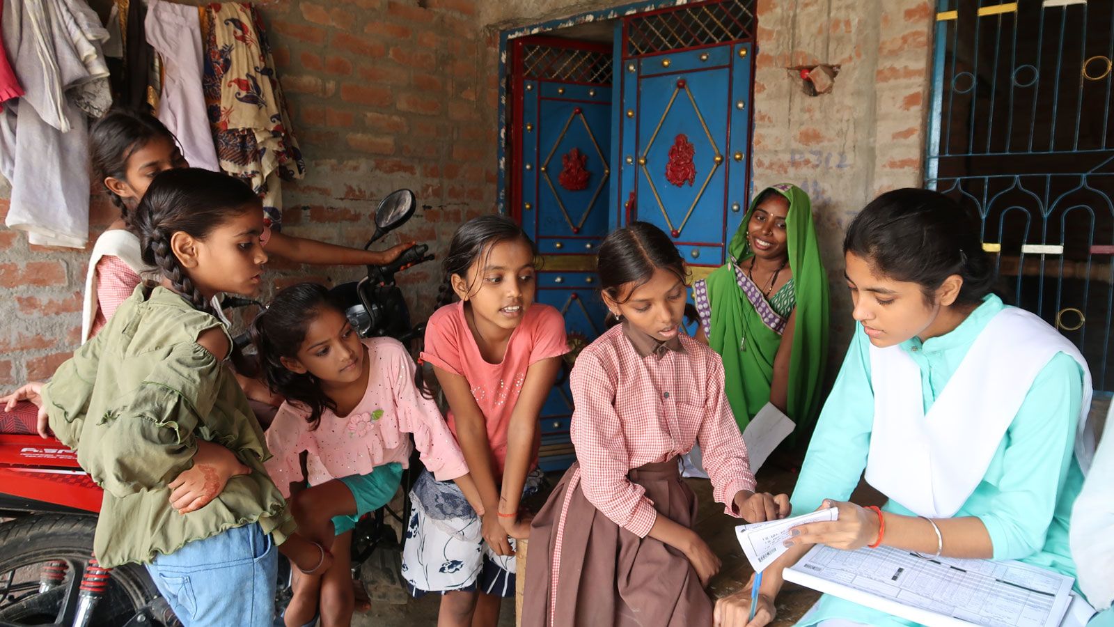 Teacher and students