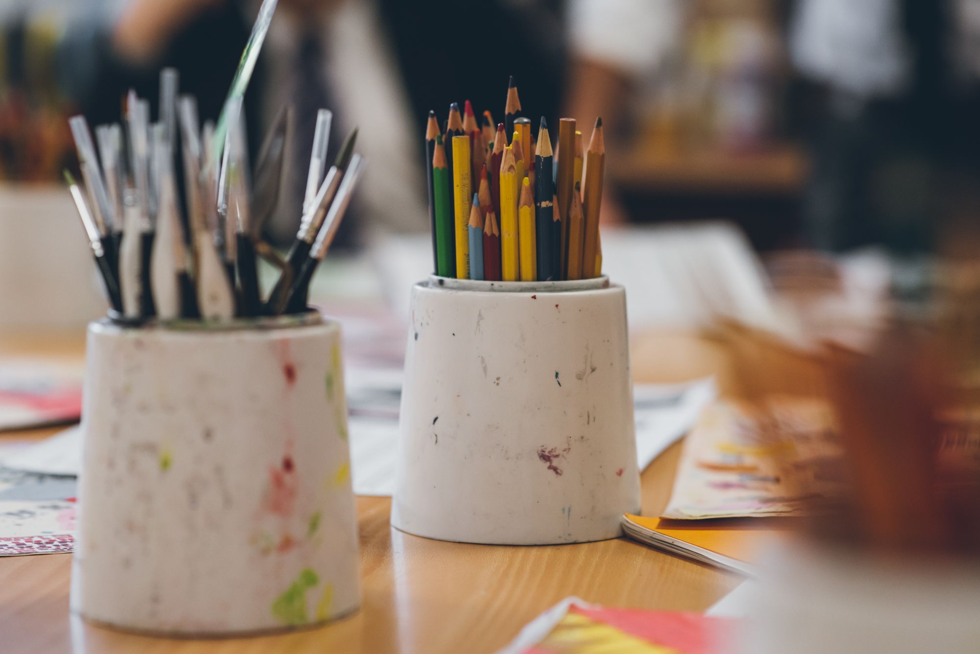 Paintbrushes and pens