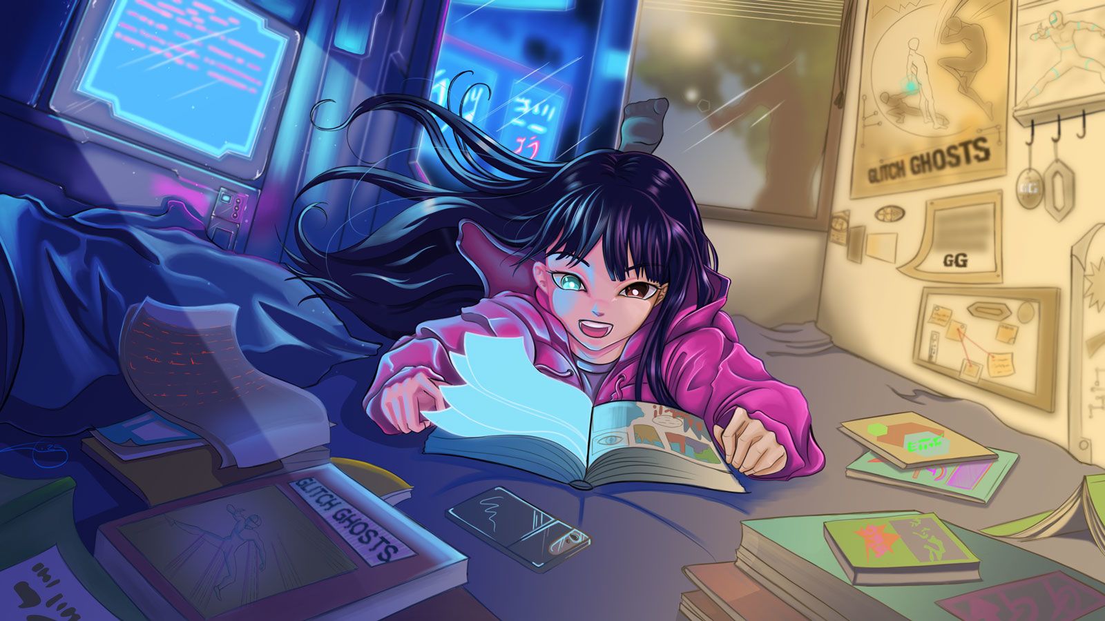 Person reading comic