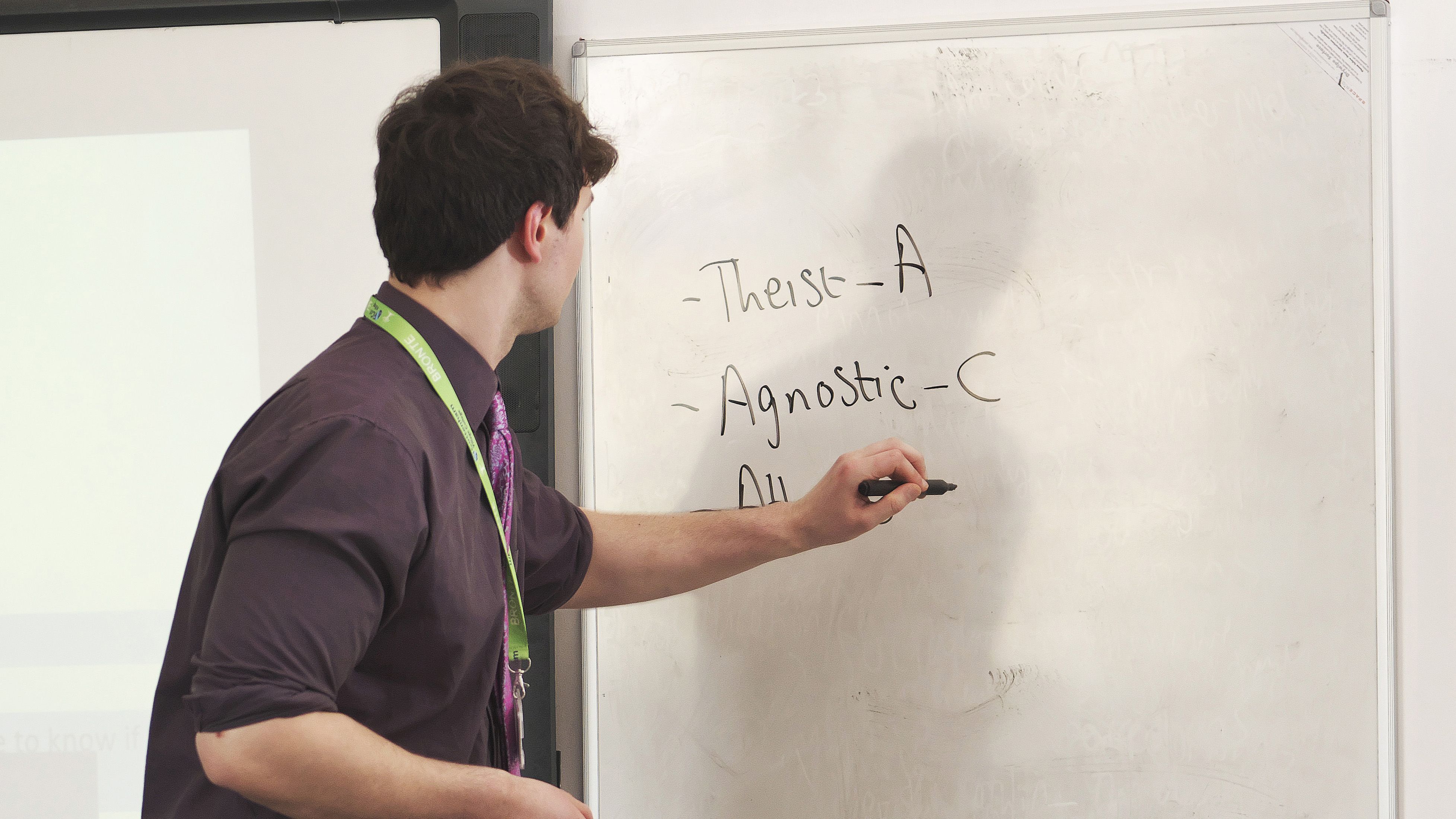 Teacher in religious studies class